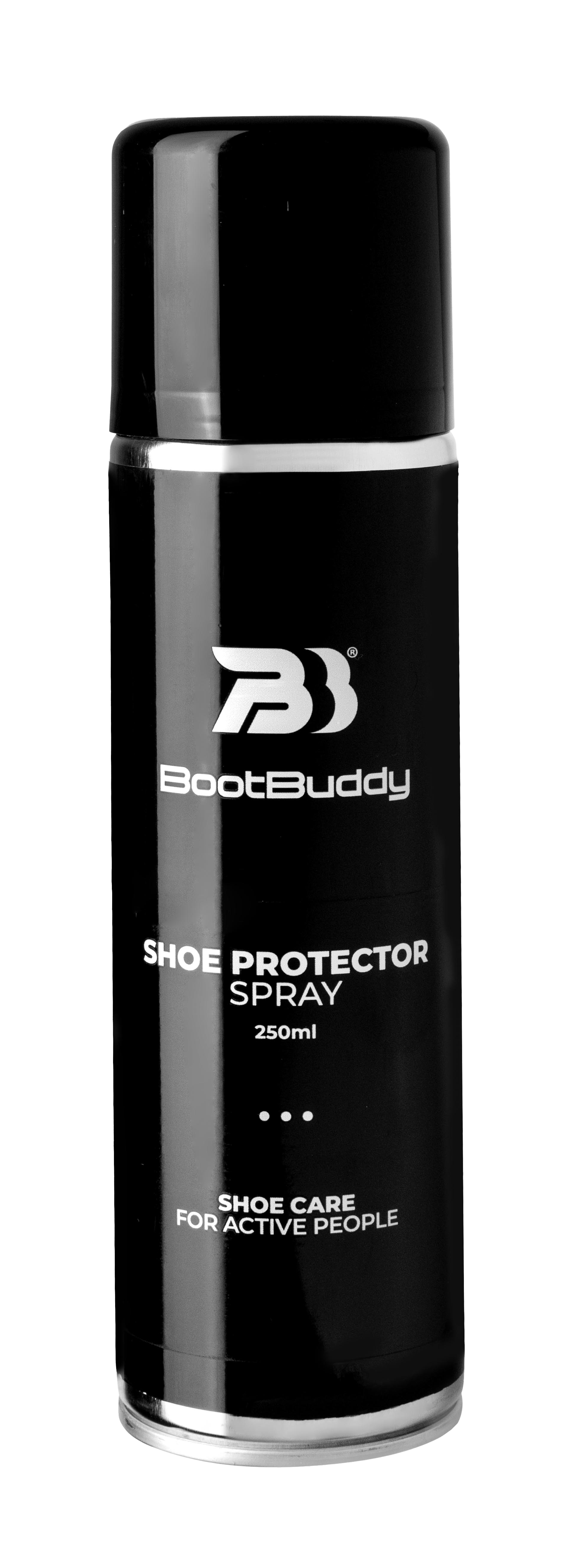 Black can of BootBuddy shoe protector spray, 250ml.