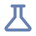 A simple blue icon of an Erlenmeyer flask on a white background.