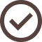 A dark brown checkmark icon inside of a circle.