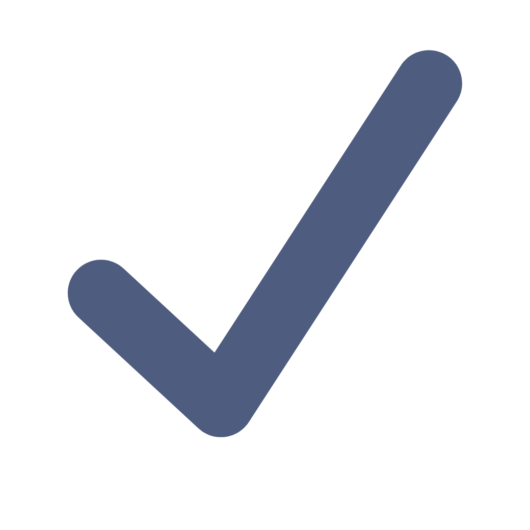 Blue checkmark on a green background.