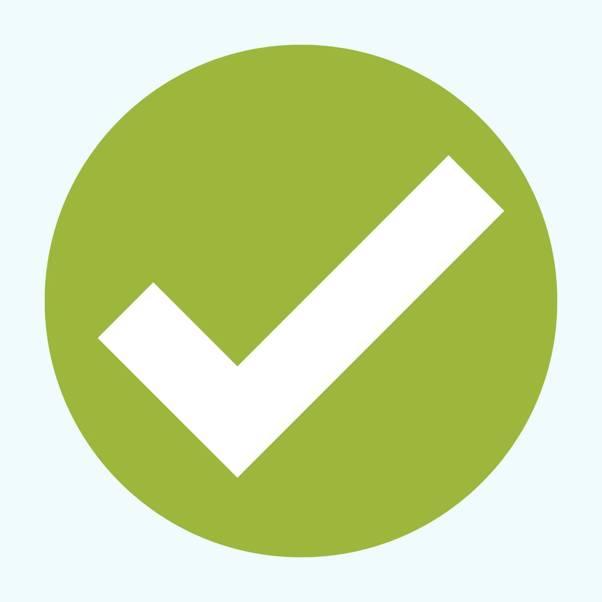 Green circle with a white check mark inside.