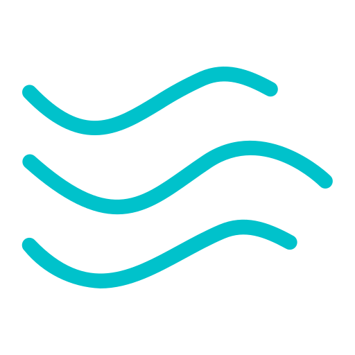 Three blue wavy lines on a transparent background.