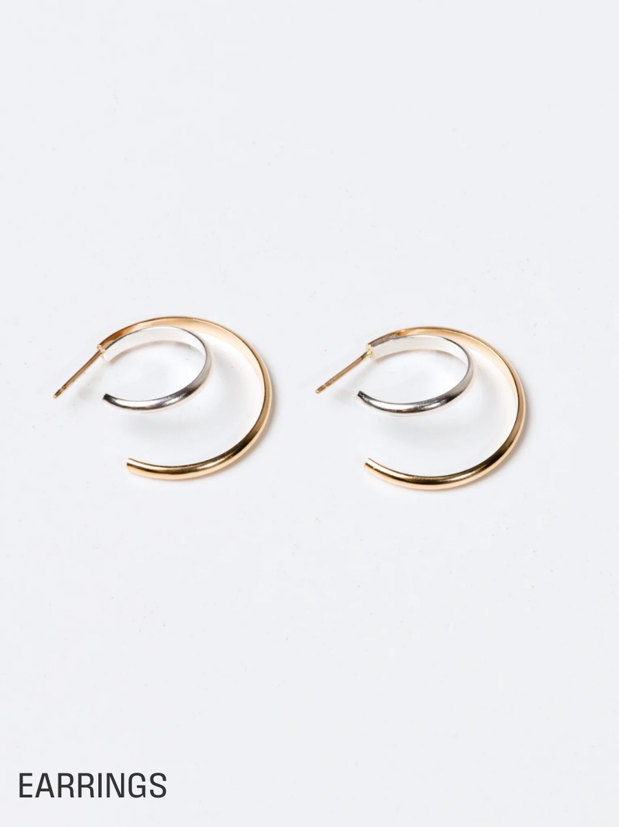 two-tone hoop earrings. shop earrings.