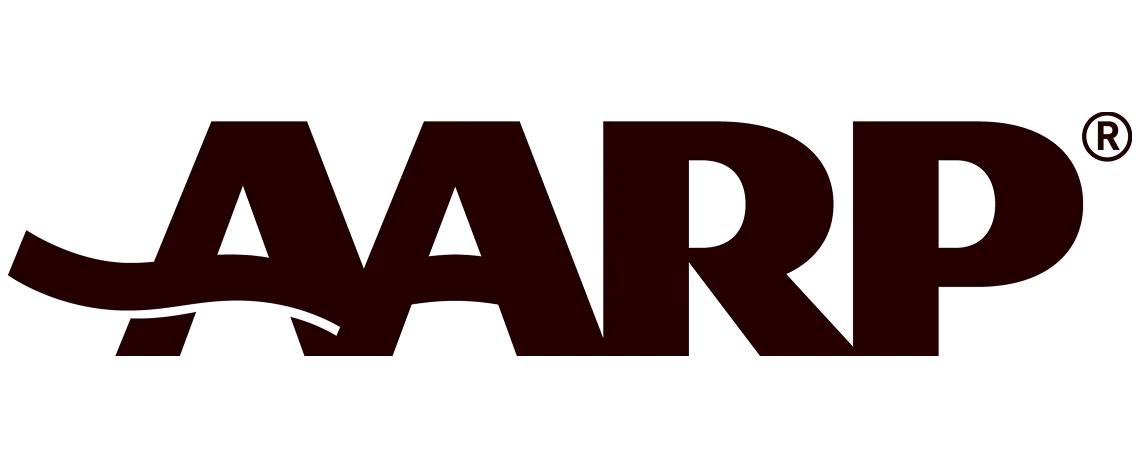 The AARP logo in a dark brown font on a white background.