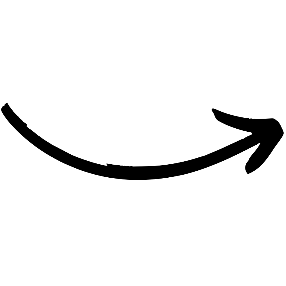 Black curved arrow pointing to the right on a white background.