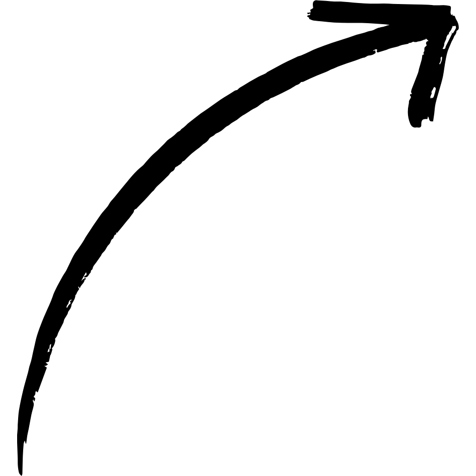 Curved black arrow pointing upwards on a transparent background.