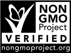 The Non-GMO Project Verified logo, featuring a butterfly on a leaf forming a checkmark.