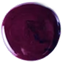 A circular swatch of glossy, dark purplish-red paint on a white background.