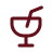 A maroon line icon of a stemmed glass with a straw inside.