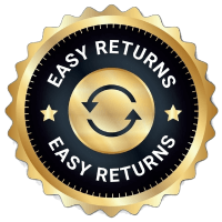 Gold and black badge with text 'Easy Returns' and circular arrows.