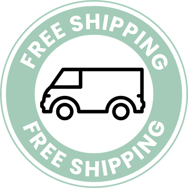 Icon of a delivery van with 'Free Shipping' text in a circular badge.