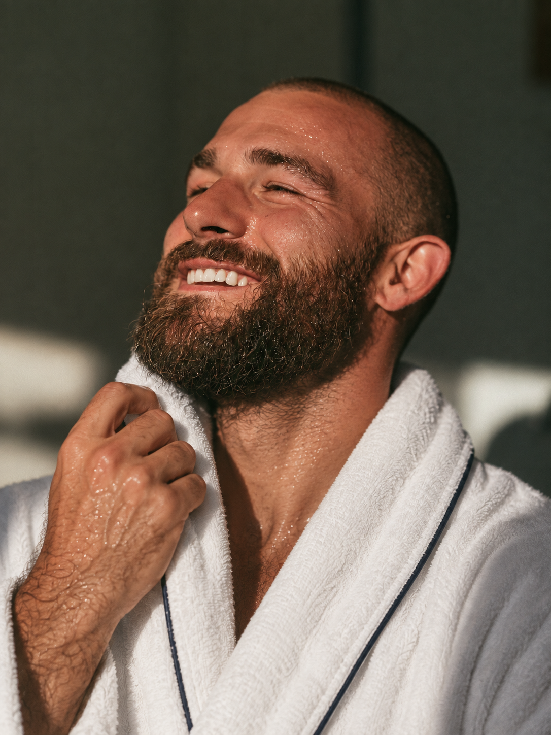 Supreme robe with navy piping, worn off duty