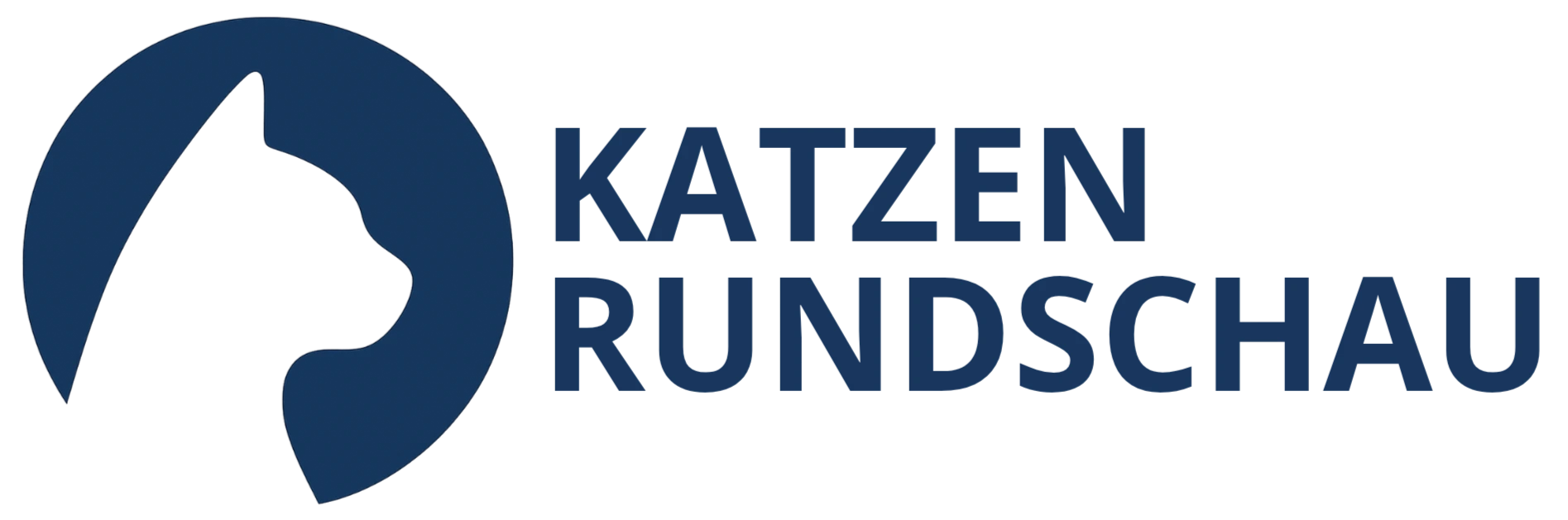 Silhouette of a cat's head next to the text 'KATZEN RUNDSCHAU' in blue.