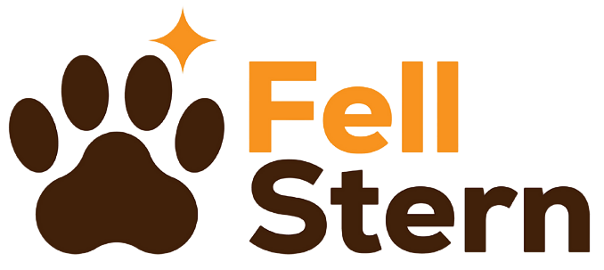 The Fell Stern logo, featuring a brown paw print with an orange star on a green background.