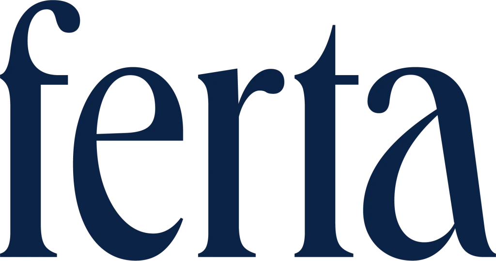 Dark blue text spelling 'ferta' on a white background.