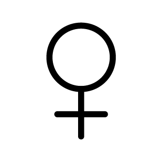 A black outline of the female gender symbol on a white background.