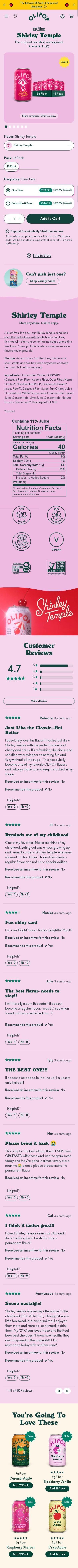Olipop product page, mobile