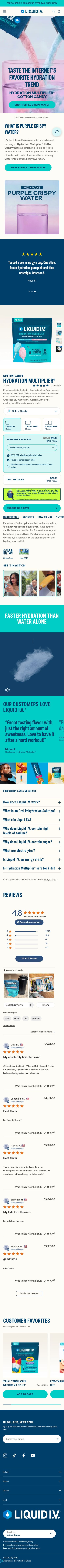 Liquid I.V. product page, mobile