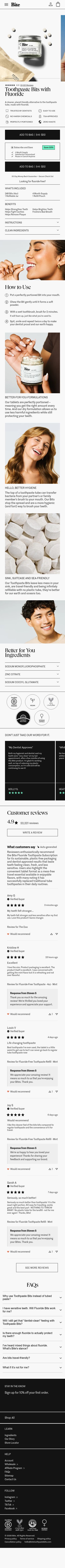 Bite product page, mobile