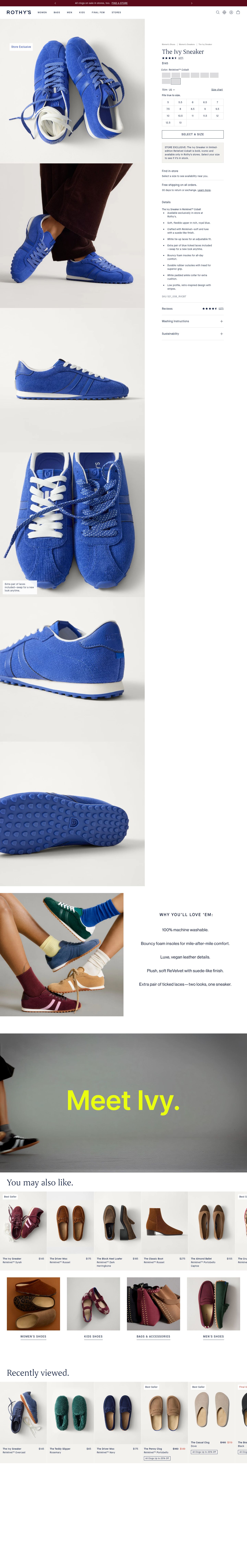 Rothy's product page, desktop