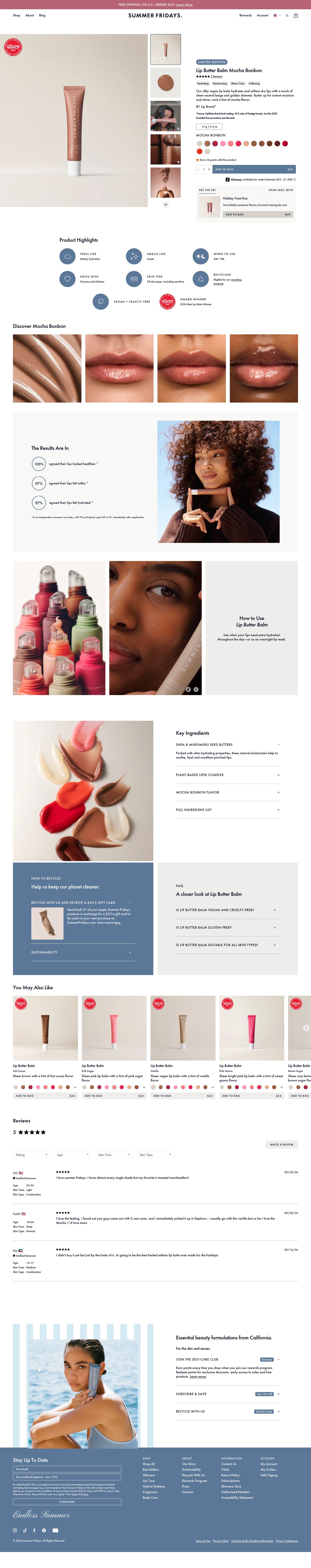 Summer Fridays product page, desktop