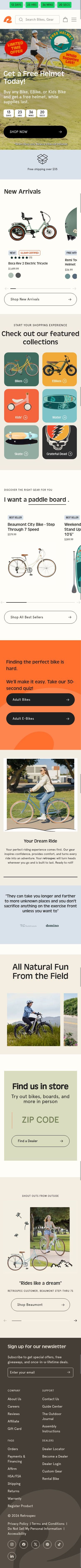 Retrospec homepage, mobile