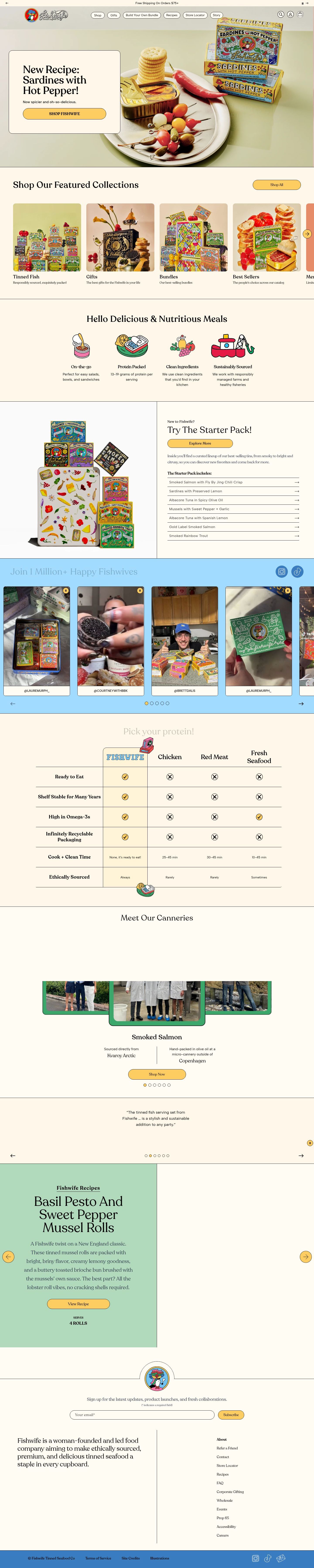 Fishwife homepage, desktop