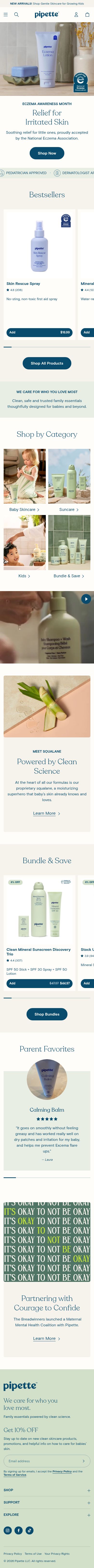 Pipette homepage, mobile