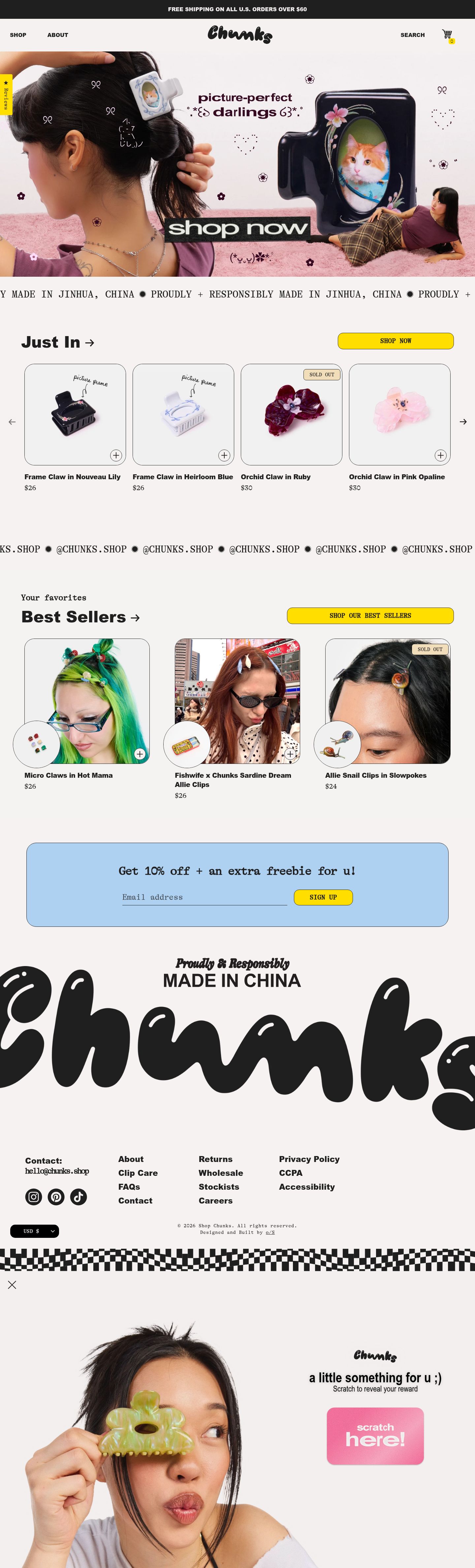 Chunks homepage, desktop