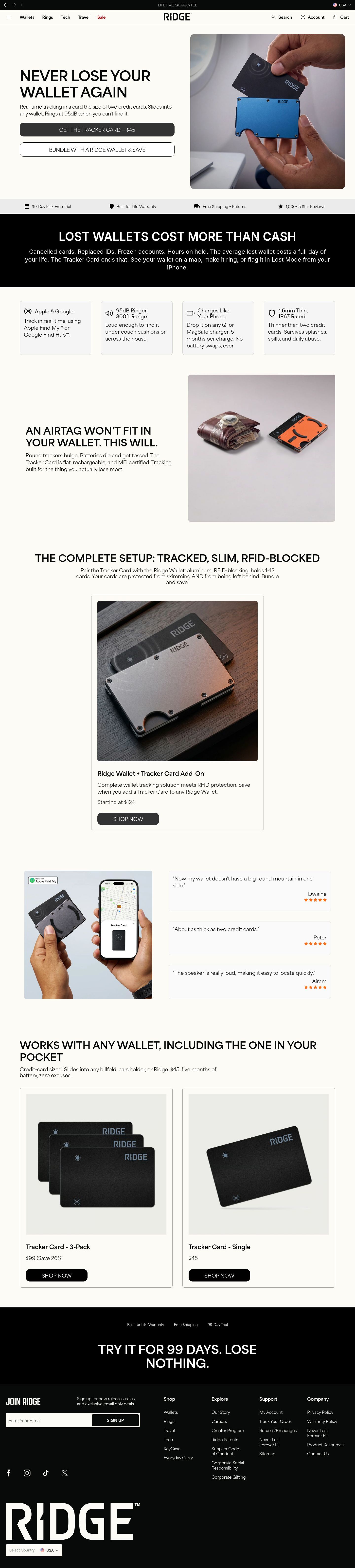 Ridge landing page, desktop