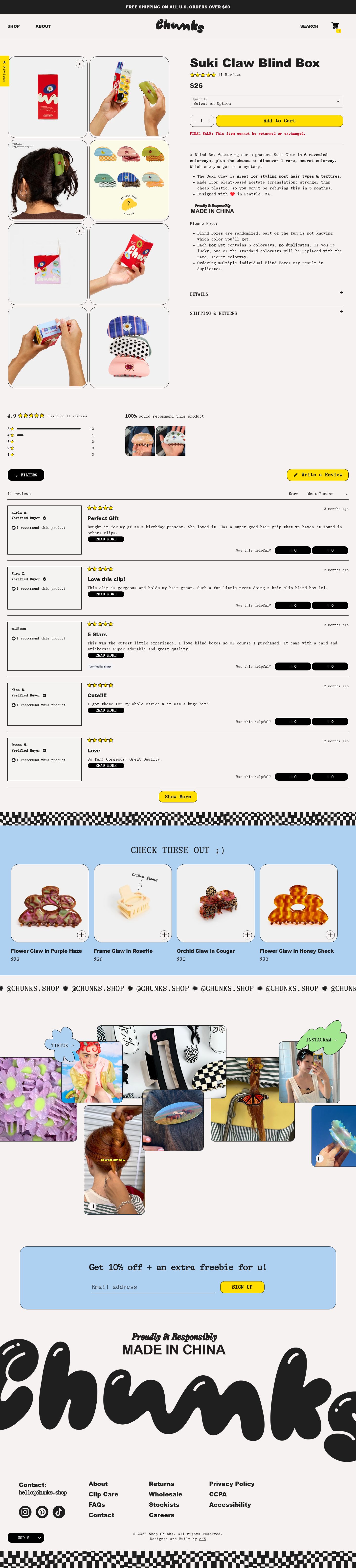 Chunks product page screenshot