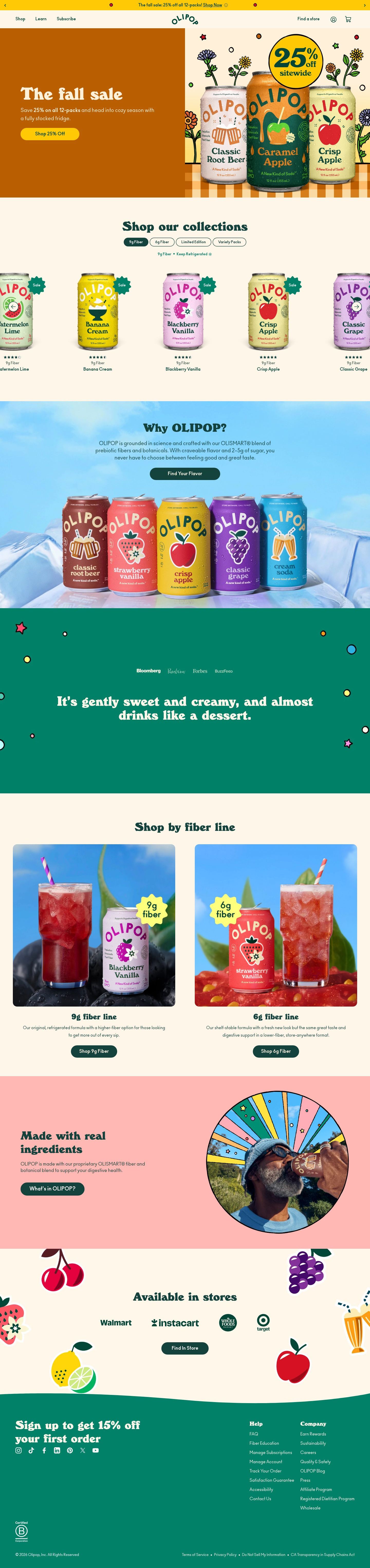 Olipop homepage screenshot
