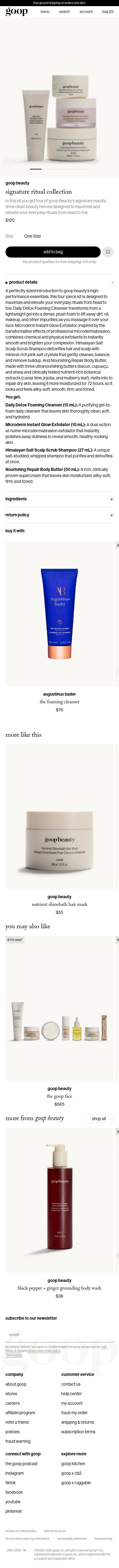 Goop product page, mobile