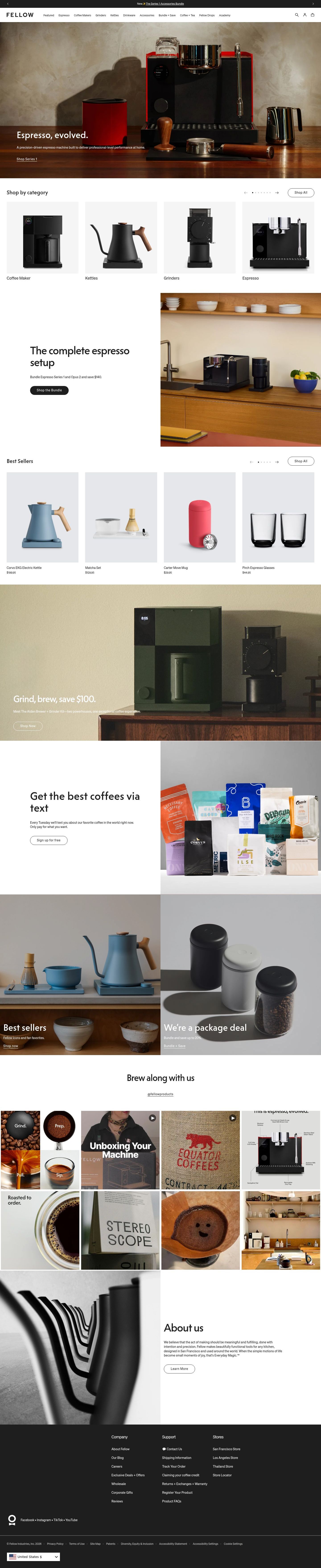 Fellow homepage, desktop