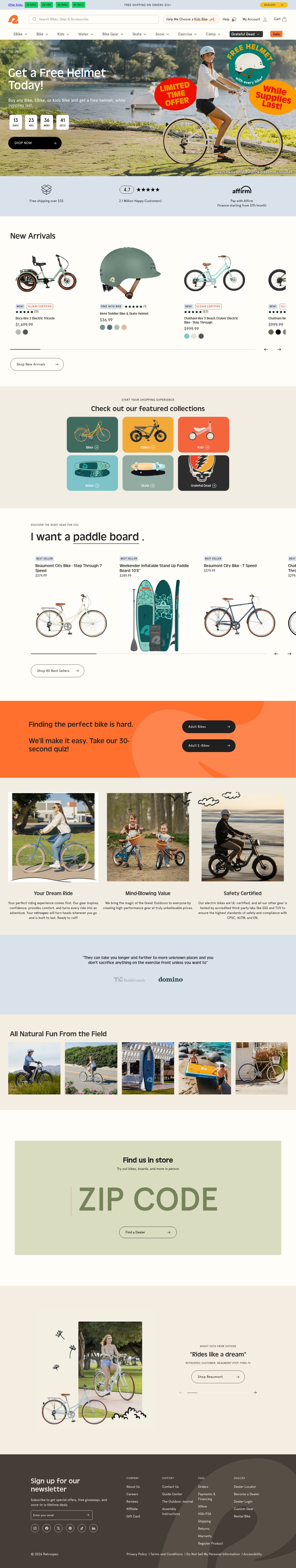 Retrospec homepage, desktop