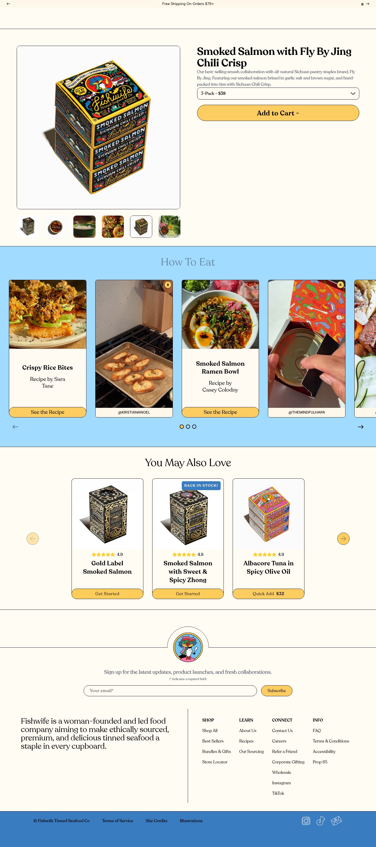 Fishwife product page, desktop