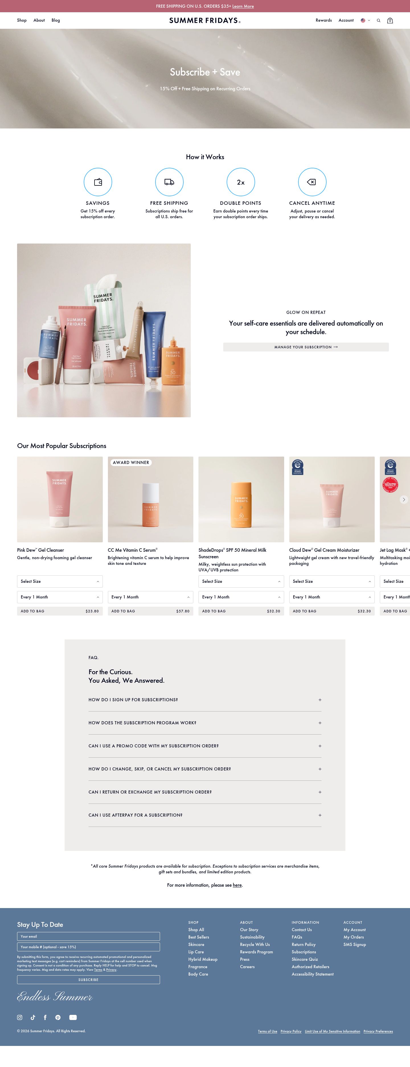 Summer Fridays landing page, desktop