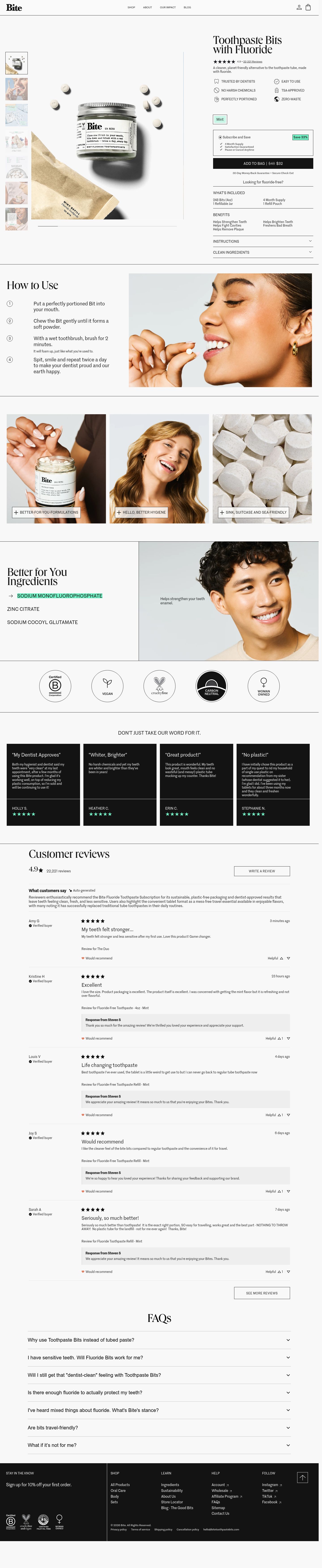 Bite product page screenshot
