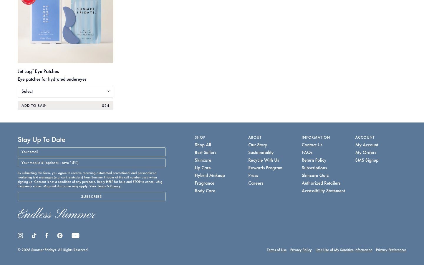 Summer Fridays collection page, desktop