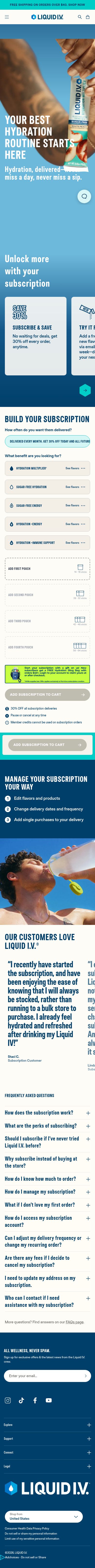 Liquid I.V. landing page, mobile
