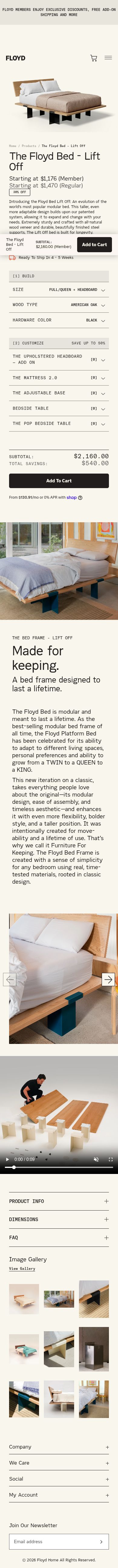 Floyd product page, mobile