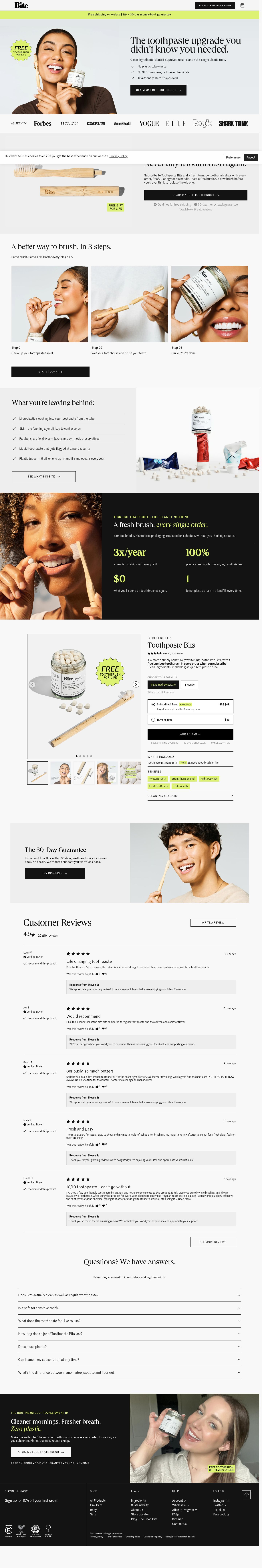 Bite landing page, desktop