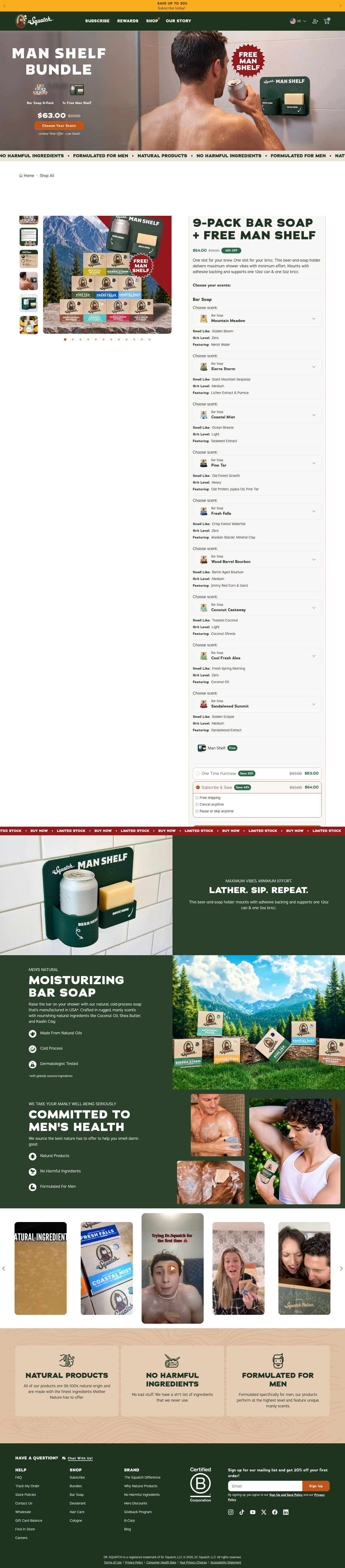 Dr. Squatch product page, desktop