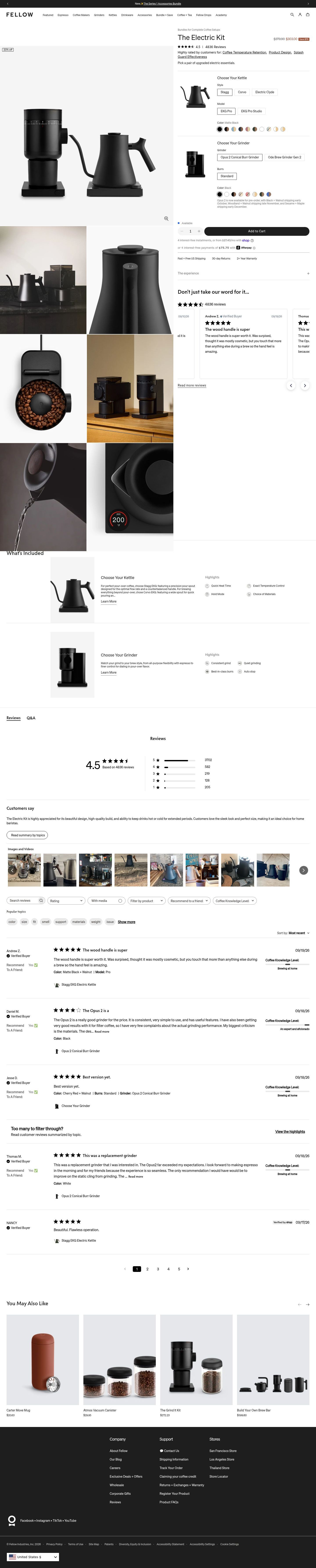 Fellow product page, desktop