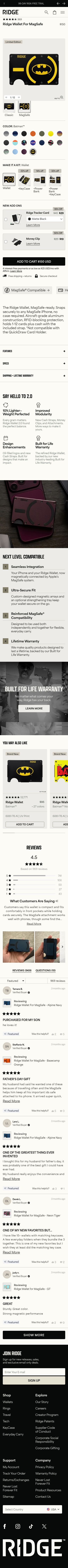 Ridge product page, mobile