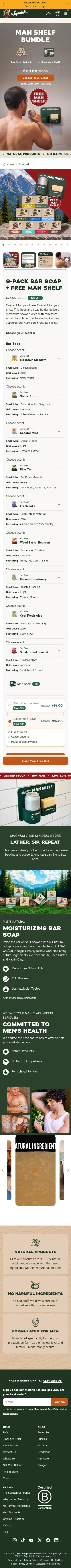 Dr. Squatch product page, mobile