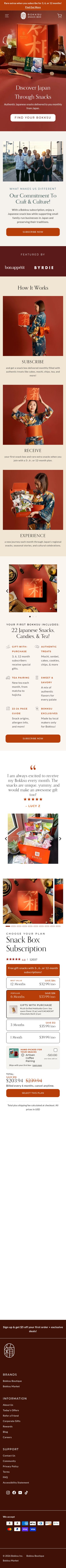 Bokksu homepage, mobile