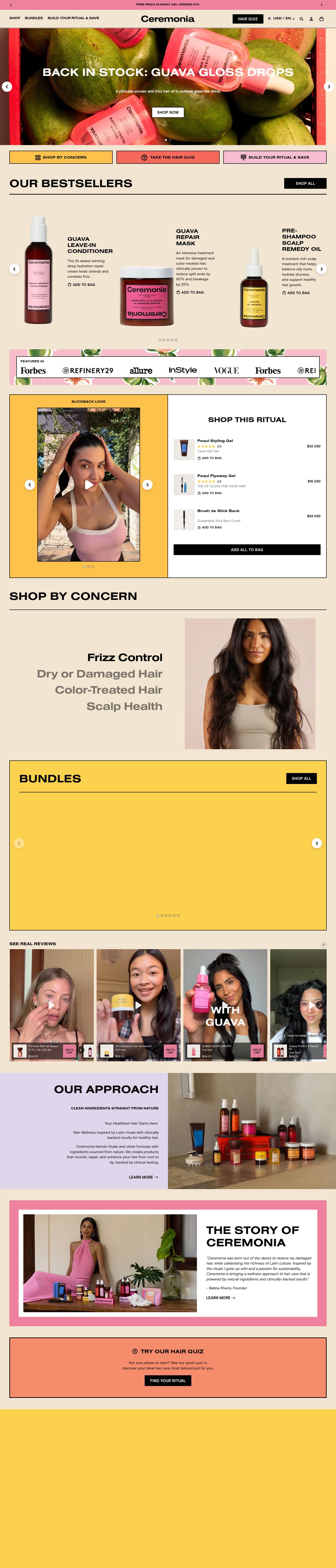 Ceremonia homepage, desktop