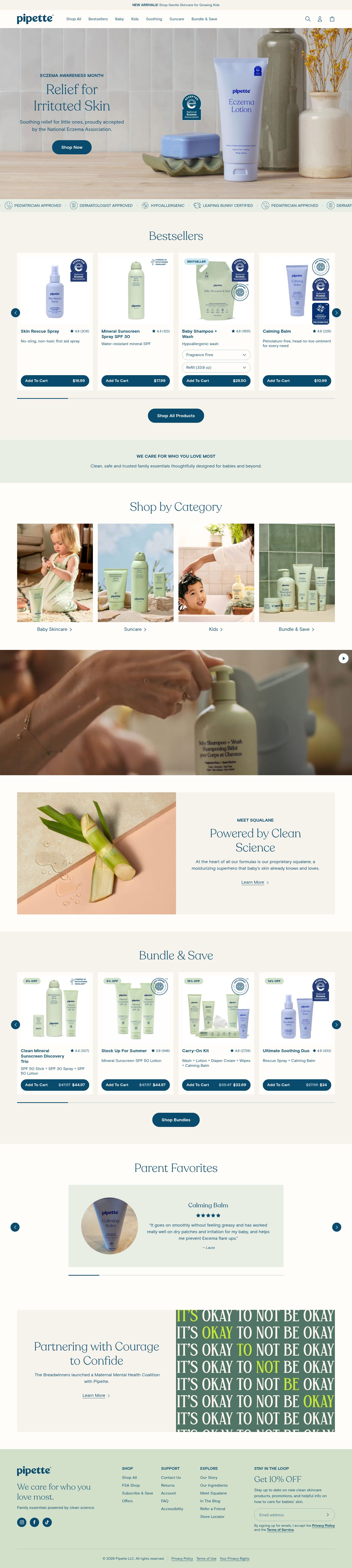 Pipette homepage, desktop