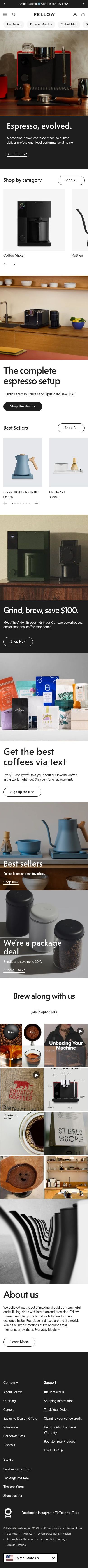 Fellow homepage, mobile